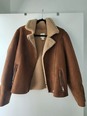 H&M Brown Faux Shearling Lined Jacket - Women